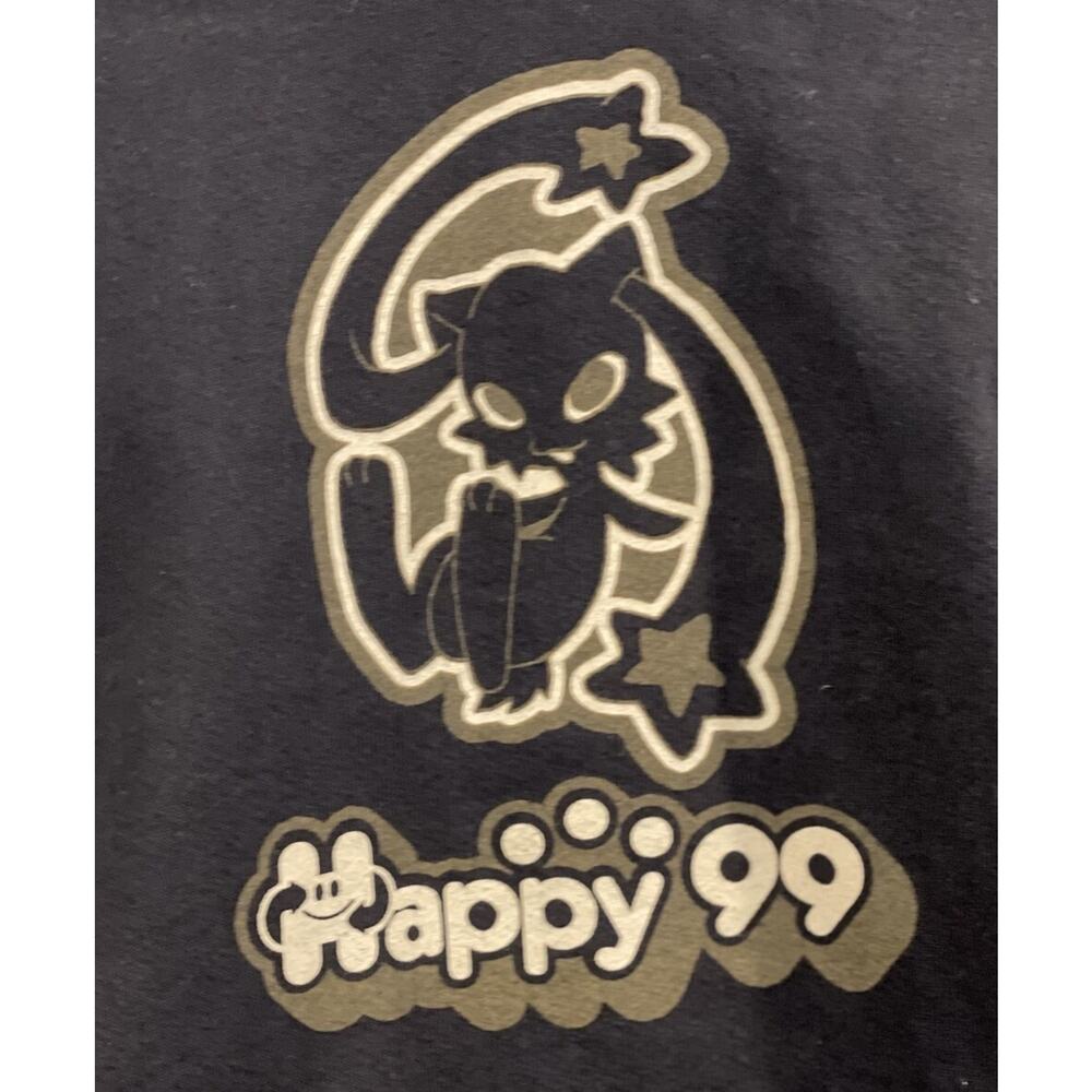 Happy99 Puff Print Black & Beige Graphic Hoodie Sz X-Small -Excellent Condition - Picture 3 of 15
